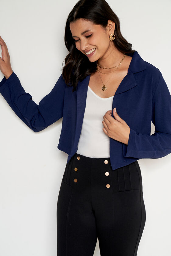 Solid Straight Jacket, Navy Blue, image 1